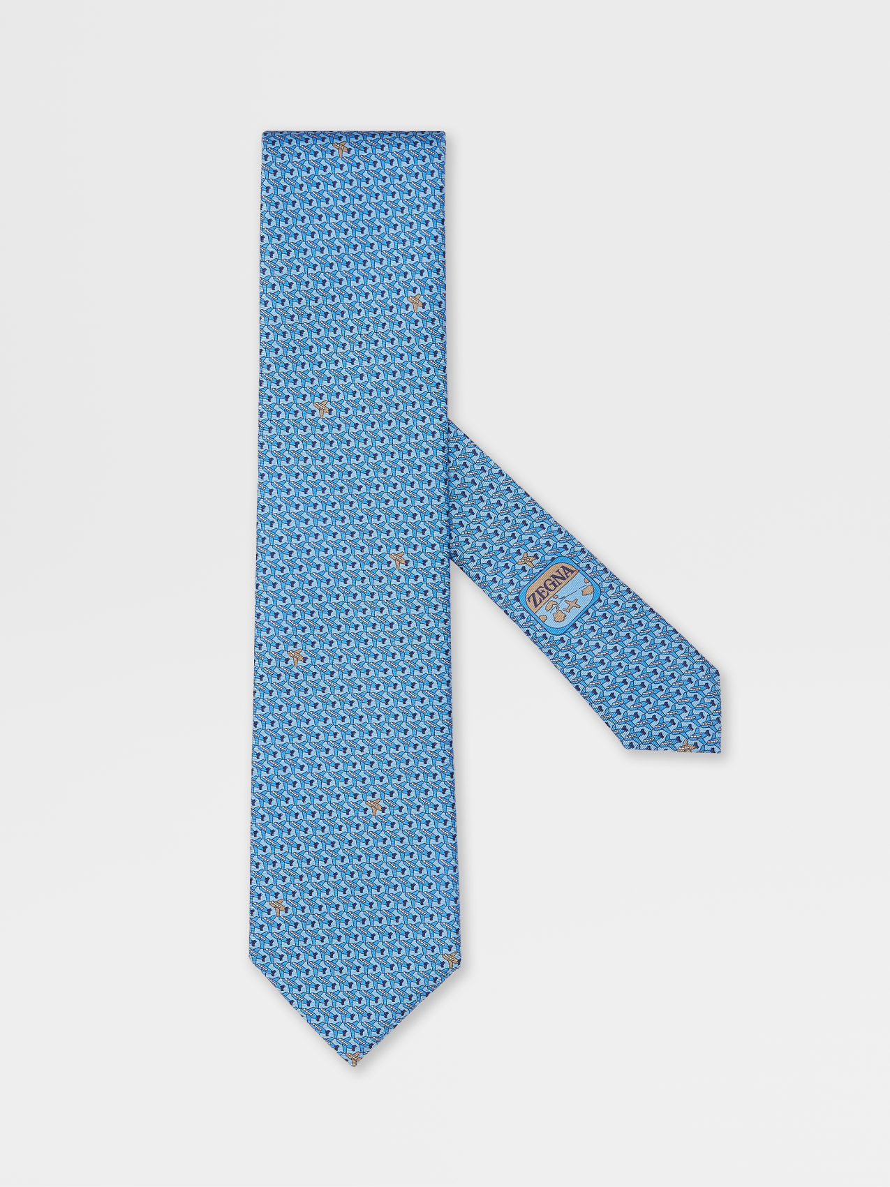 浅蓝色桑蚕丝领带